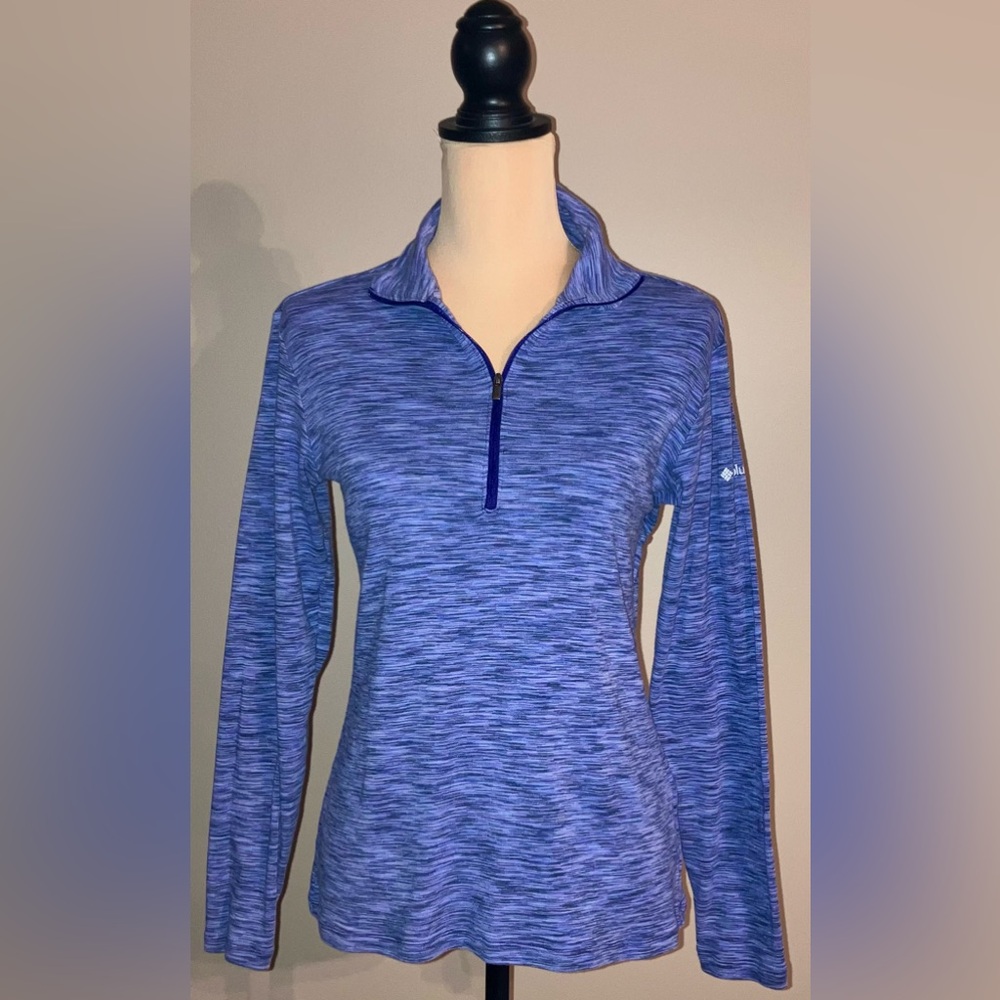 Women's Columbia 1/4 Zip Long Sleeve Active Heathered Purple Pullover, Large L
